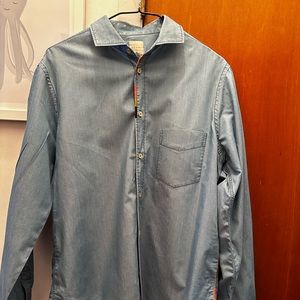 Paul Smith Chambray Shirt with beautiful rainbow stitching detail and buttons